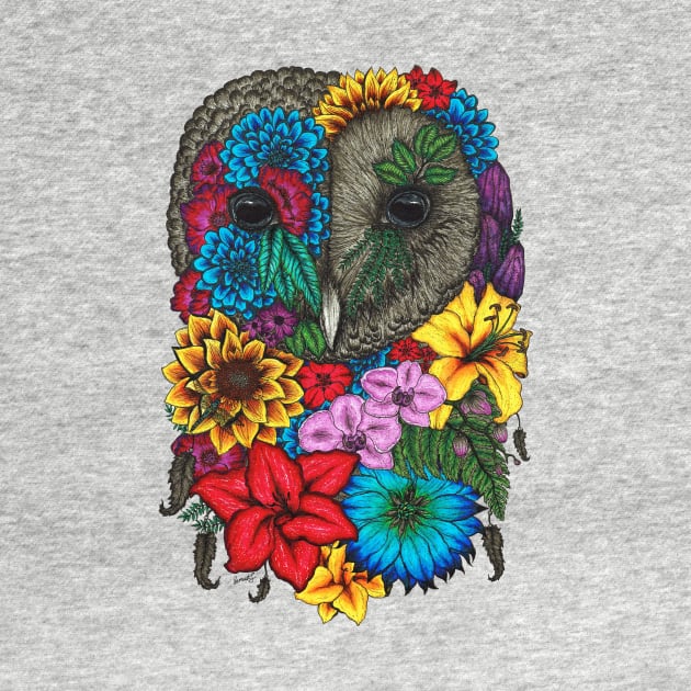 Floral Owl Color White Background by SamuelJ